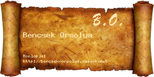 Bencsek Orsolya névjegykártya